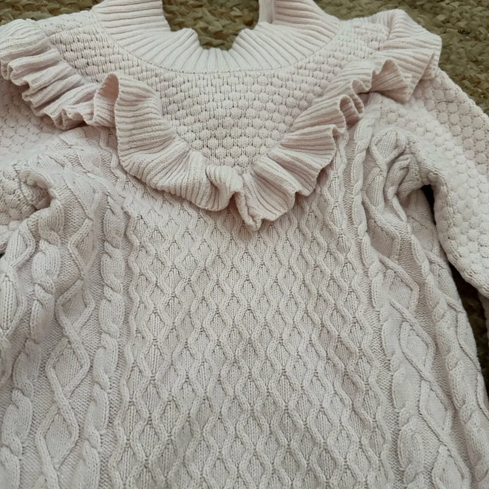 CABLE KNIT RUFFLE SWEATER - Picture 2 of 6